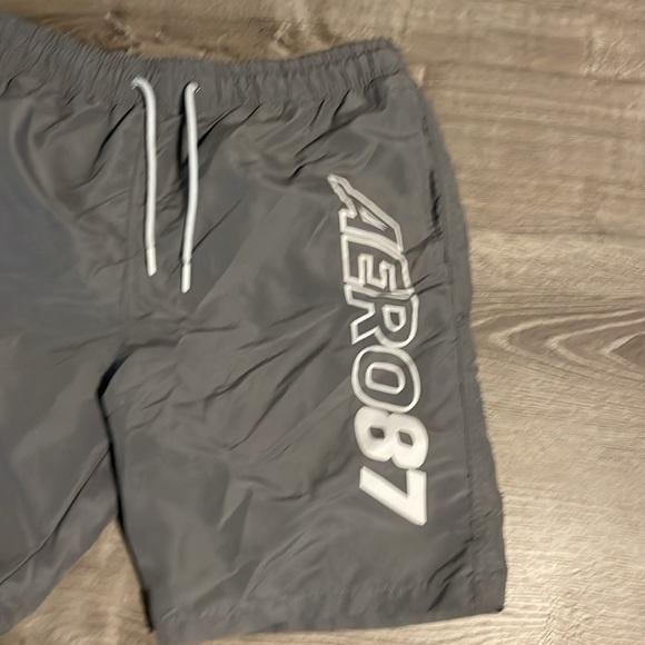 Mens grey  elastic waist, drawstring, swim trunk, XL - Picture 2 of 5